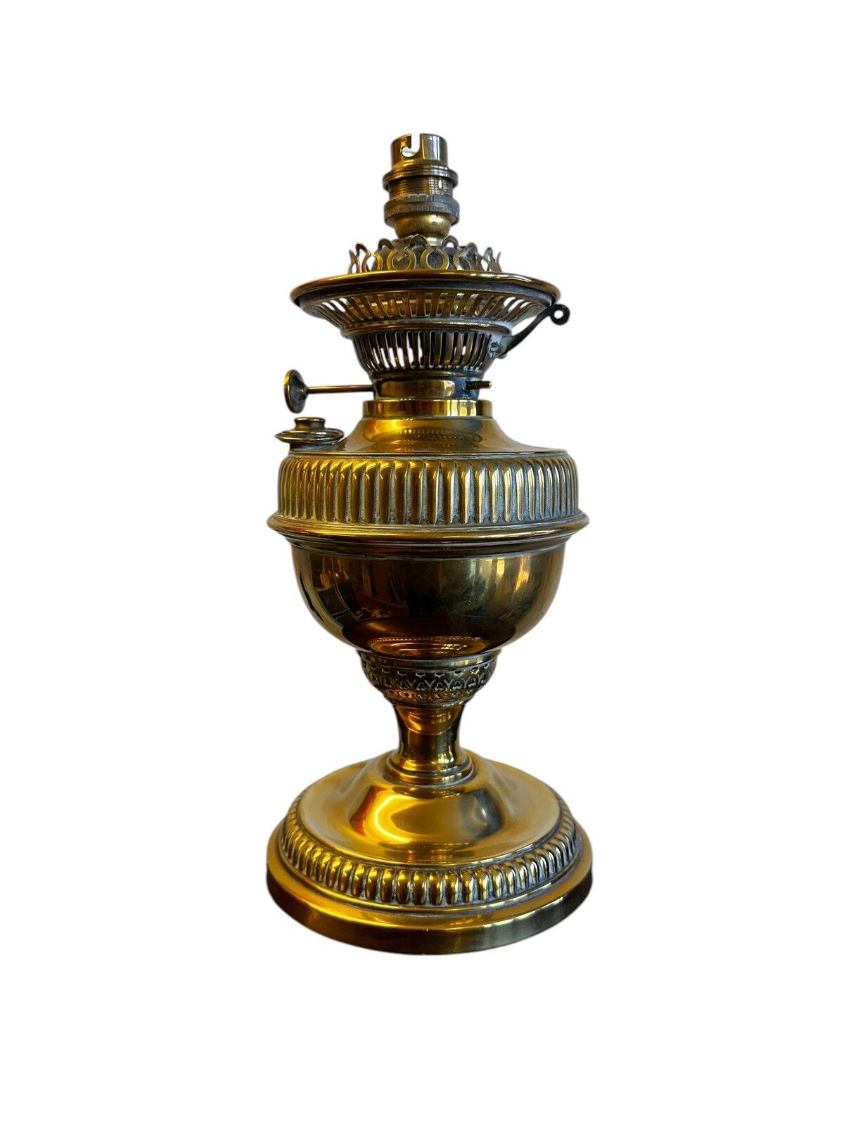 Table Lamp Antique Veritas Brass Oil Lamp British Lamp Converted To Electric photo furniture