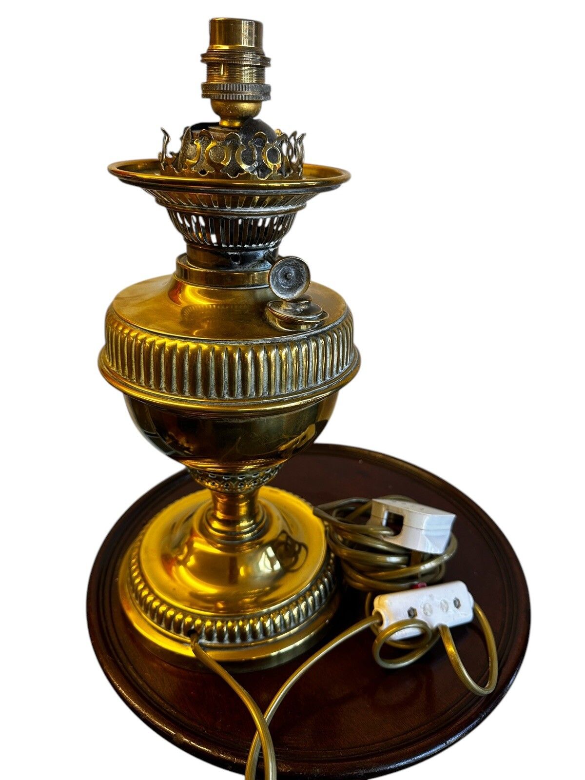 photo furniture Table Lamp Antique Veritas Brass Oil Lamp British Lamp Converted To Electric