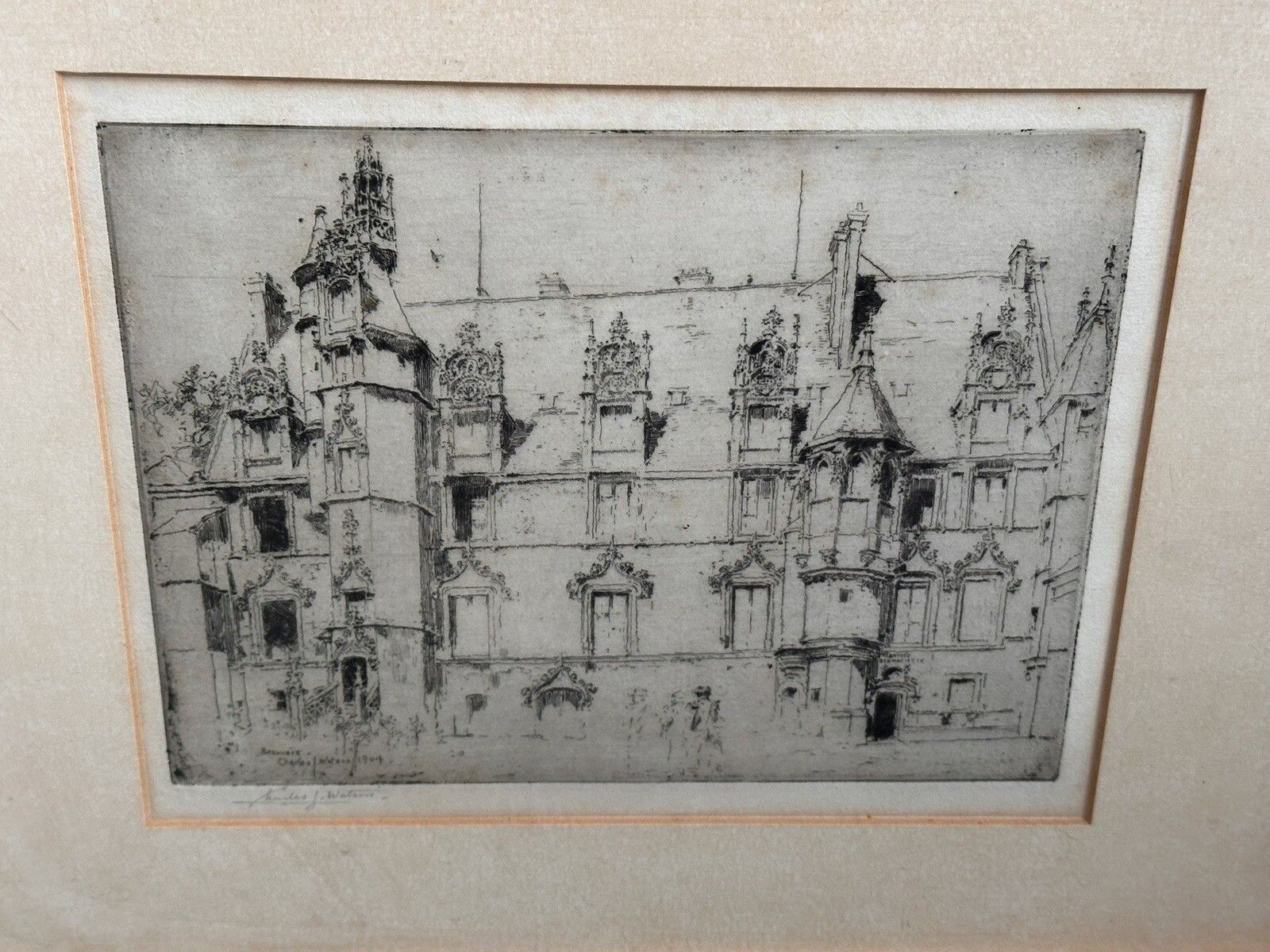 Charles John Watson Re (1846 1927) Signed Etching Beauvais France 1904 photo Art