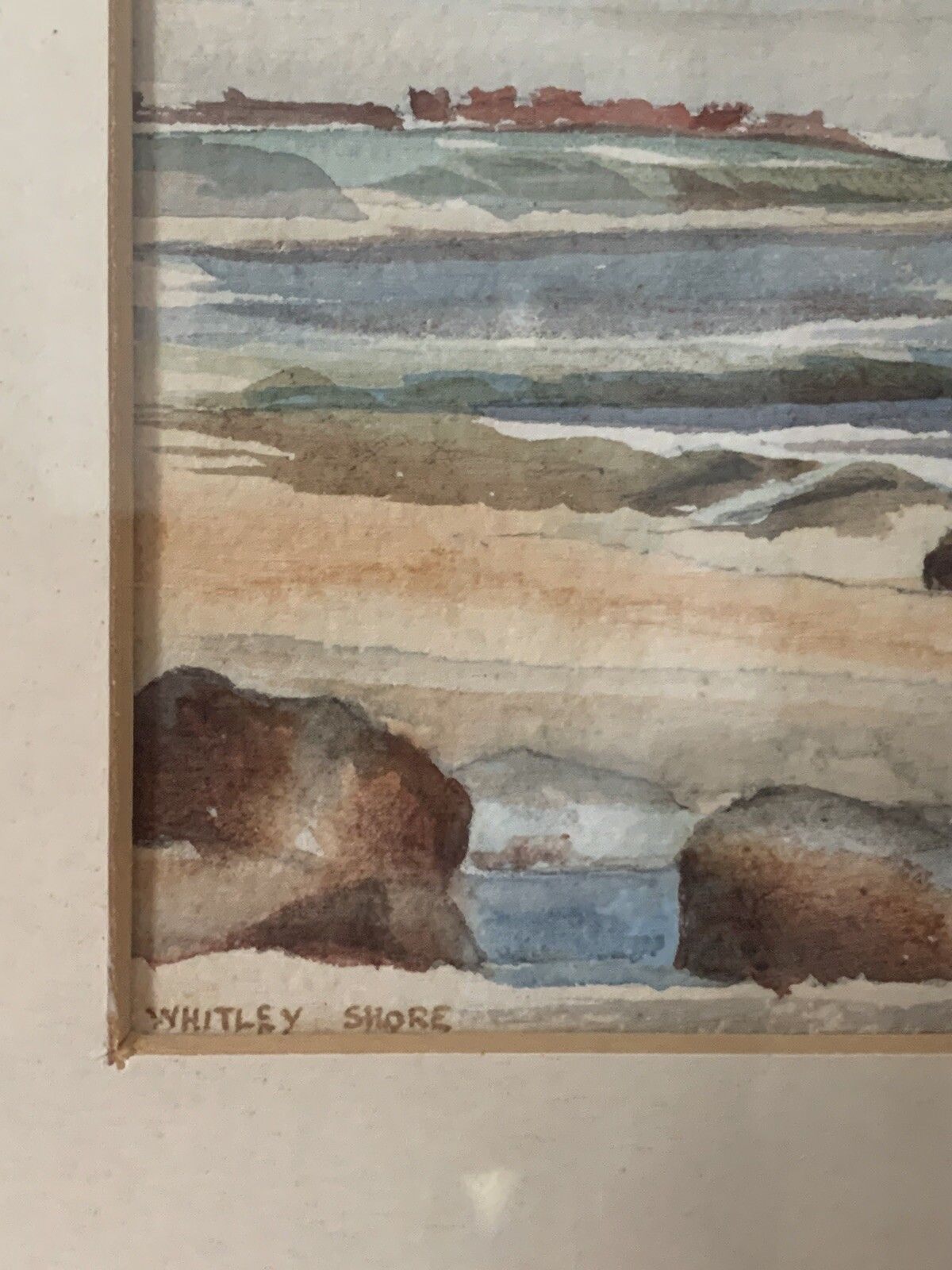 Original Victorian 1896 Seascape Study Watercolour Whitley Shore H Wilkinson￼ photo Art