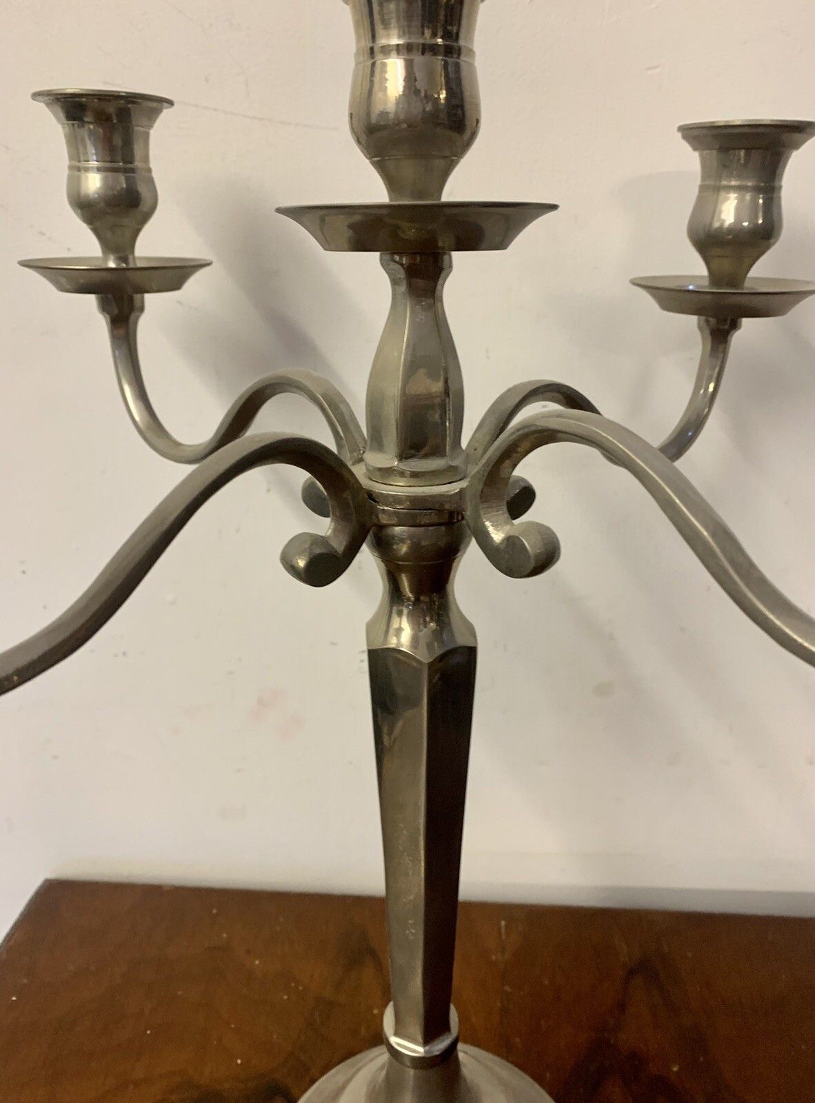 Vintage White Metal Five Arm Candelabra Candleholder Centrepiece Fine Dining￼ photo for sale