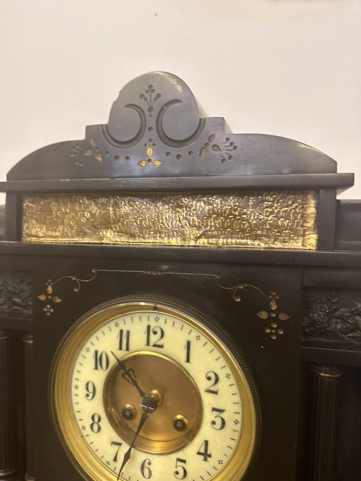 Antique Victorian French Huge Marble Slate Architectural Mantle Clock photo Home Decor