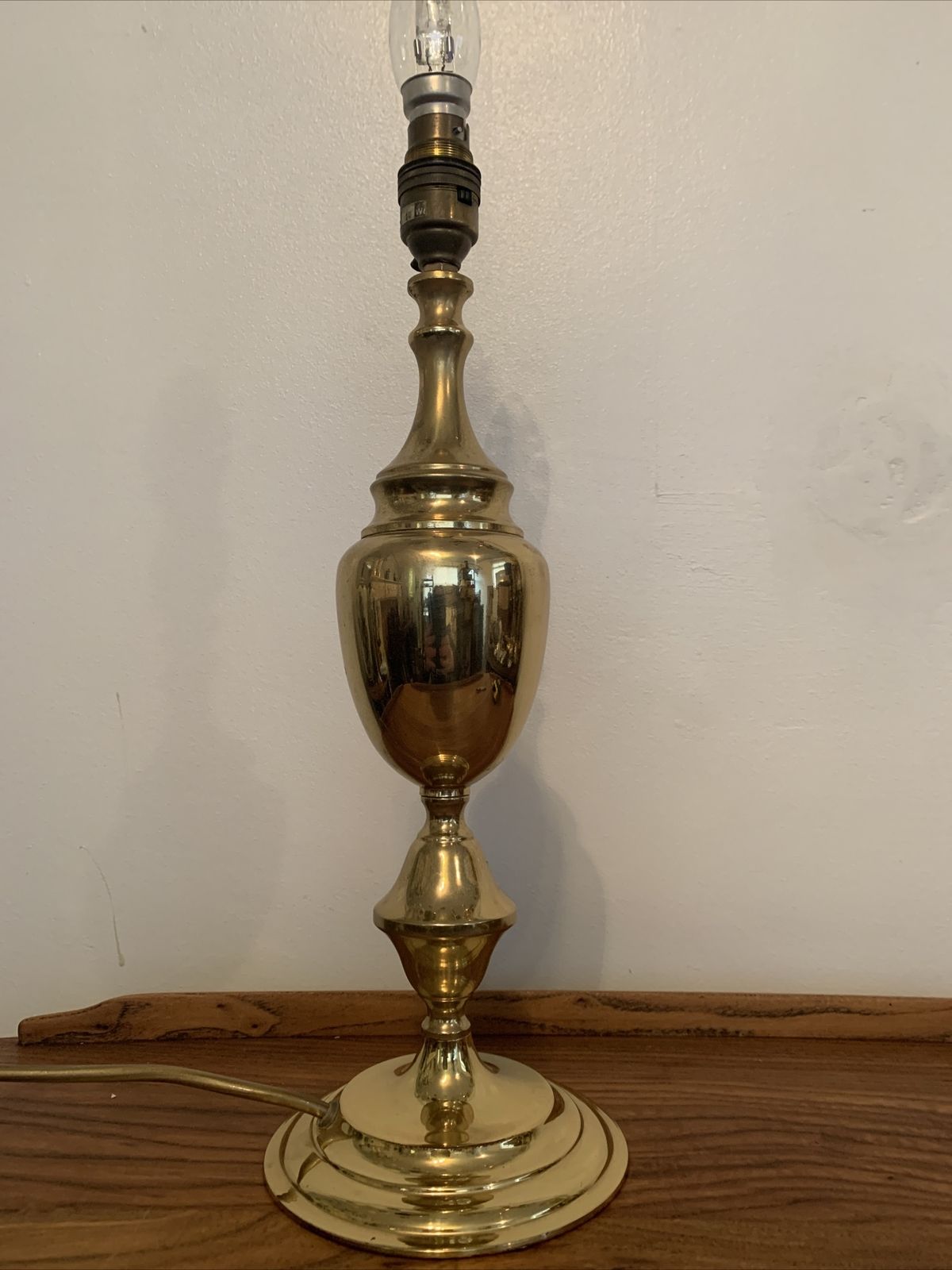 Vintage Quality Heavy Brass Candlestick Shape Lamp 39cm High