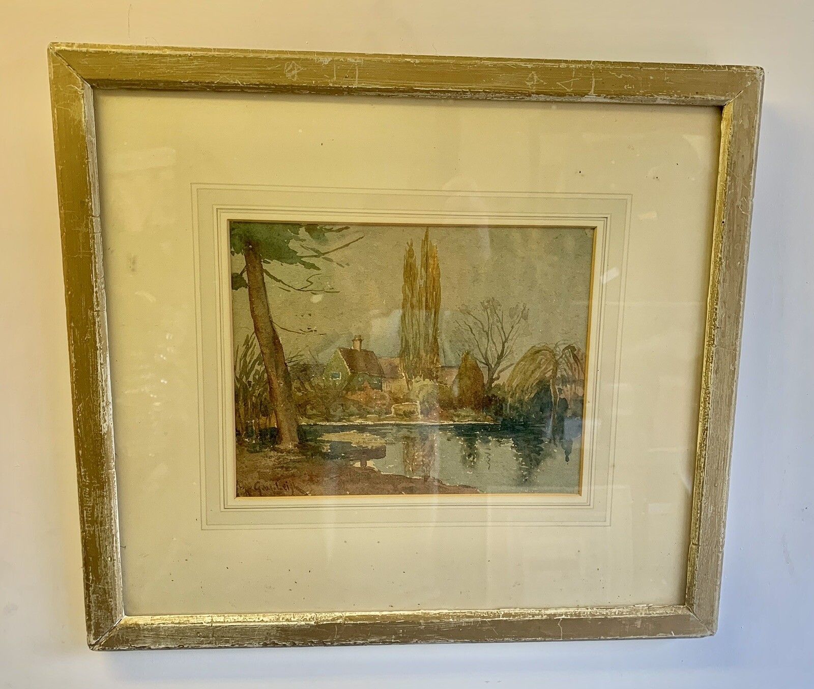 George Leonard Leigh Original Watercolour Landscape Scene 46by40cm