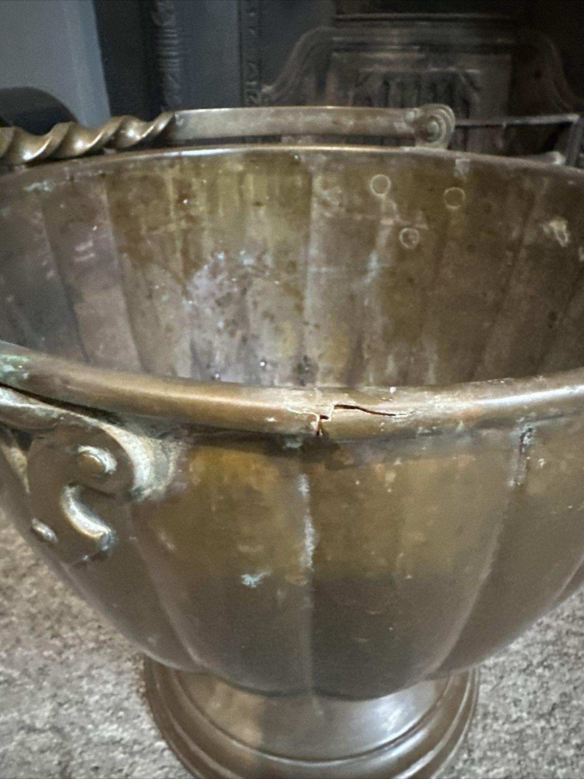 Antique Large Brass Bucket Wine Champagne Logs / Coal Country House Interior photo Home Decor