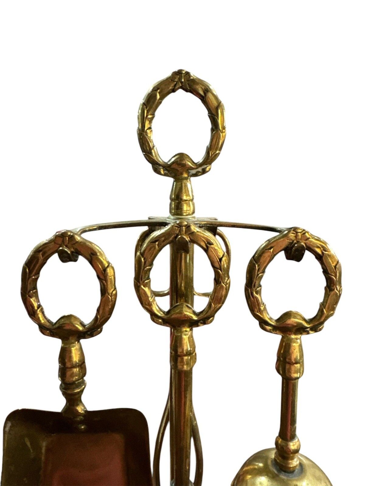 1930s Brass Fireplace Companion Tool Set photo vinterior