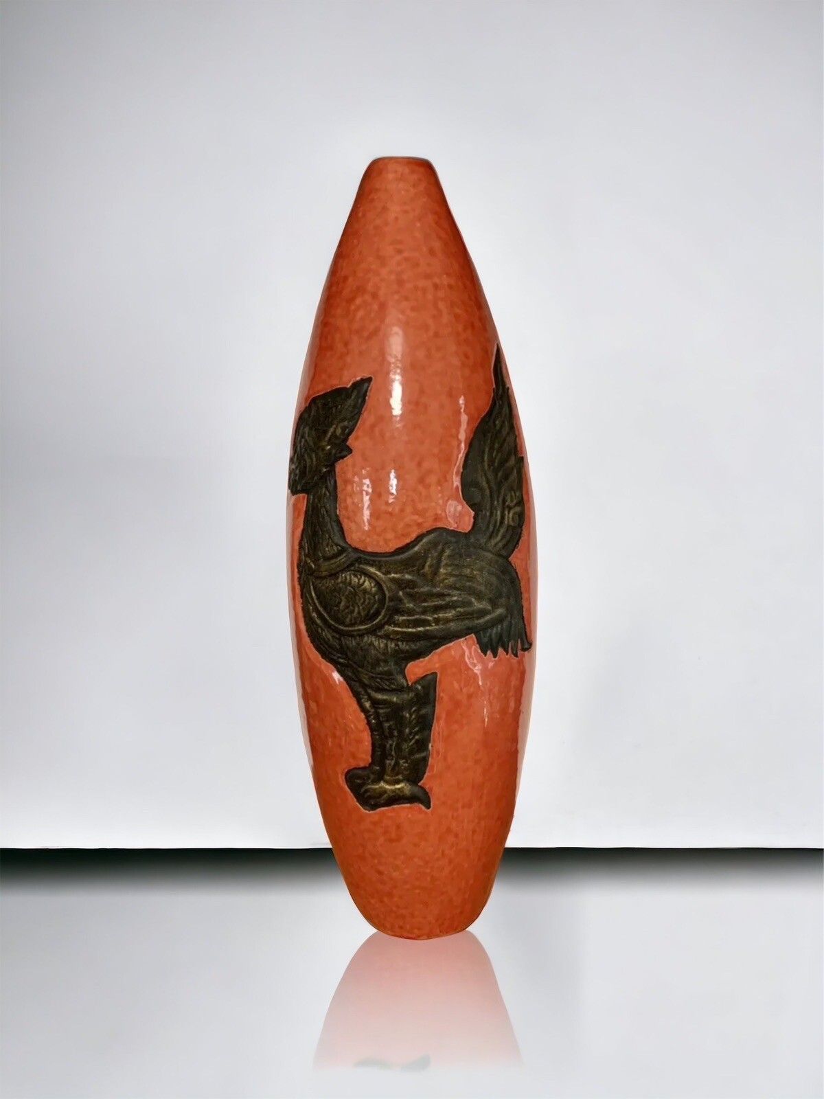 Mid Century Large Stunning Pottery Glazed Vase Cockerel 56cm High photo furniture