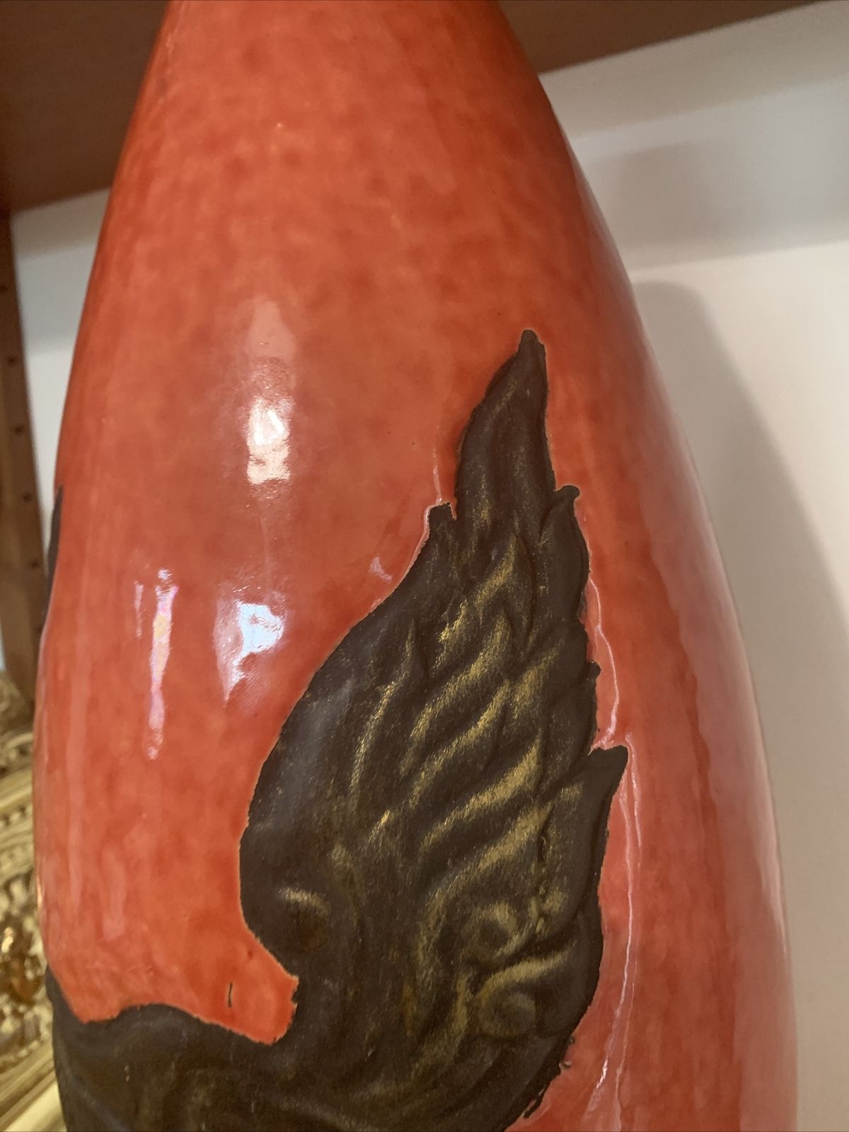 Mid Century Large Stunning Pottery Glazed Vase Cockerel 56cm High photo 70.0