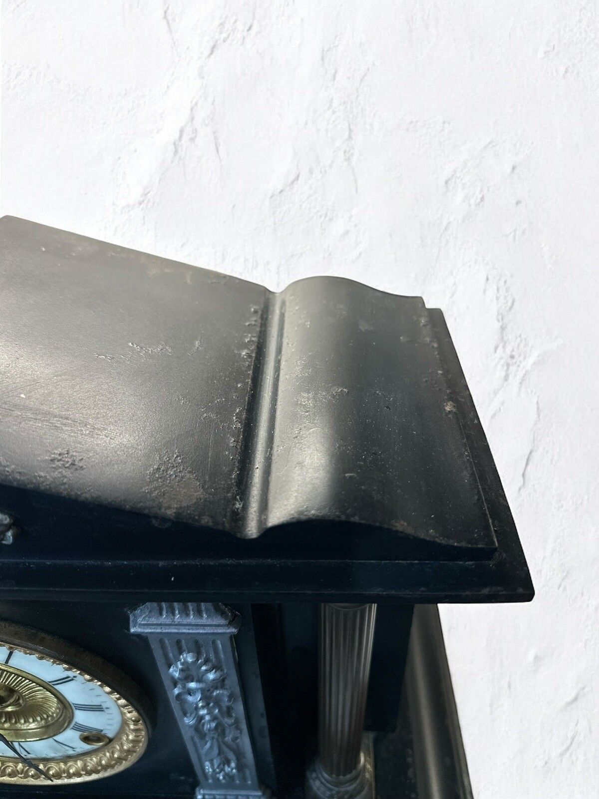 Fabulous Victorian Ansonia Antique Architectural Mock Slate Metal Mantel Clock photo Home Decor