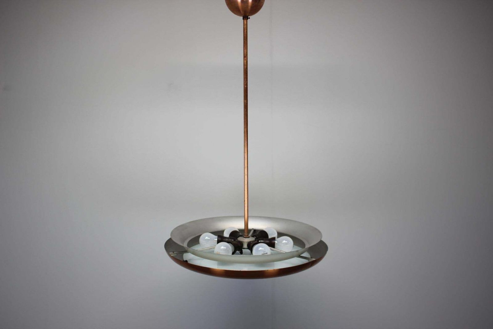 Bauhaus Copper Chandelier Ufo By Josef Hurka, Czechoslovakia, 1930s photo furniture