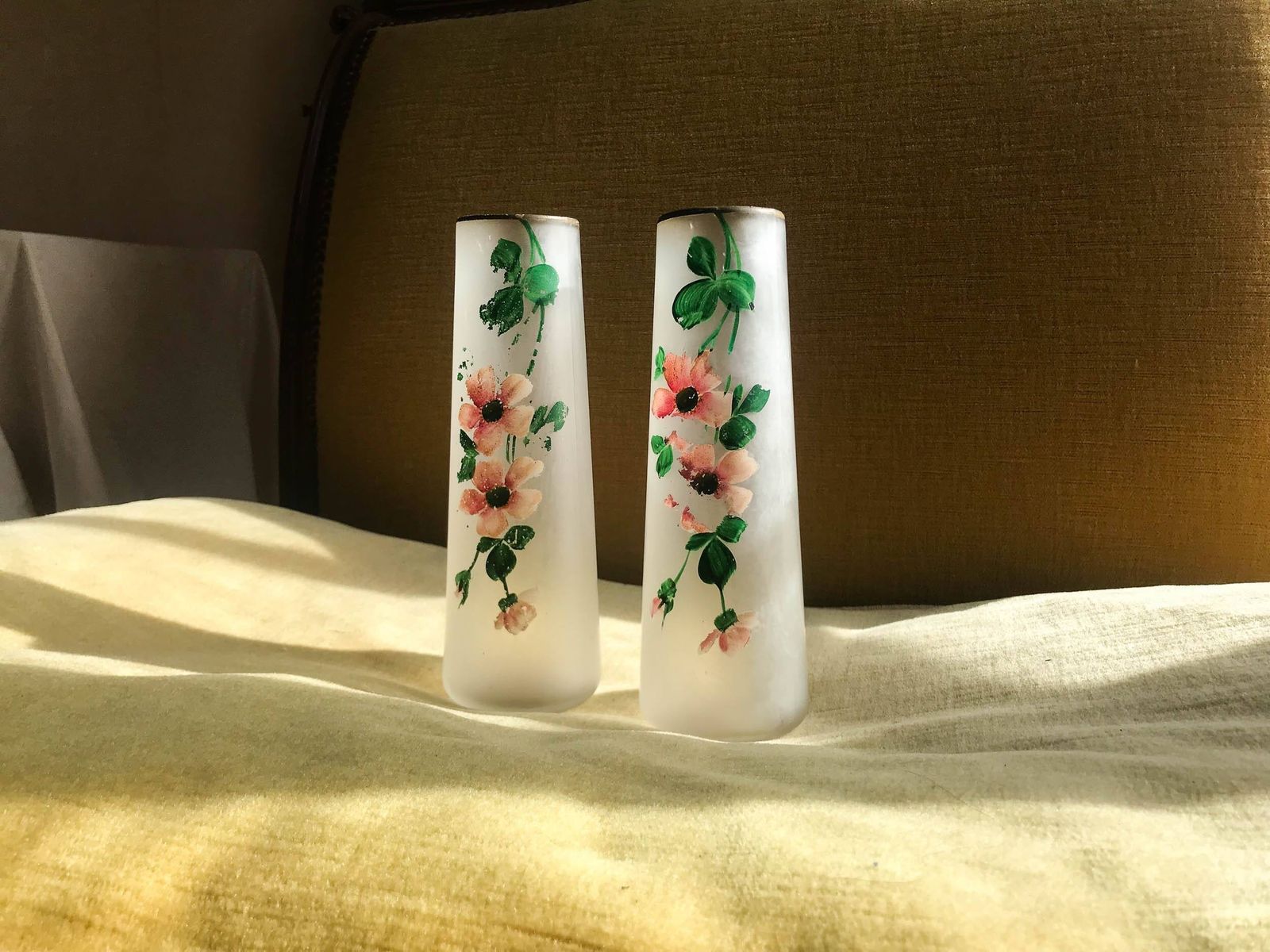 Hand Painted Art Deco Vase Set Of 2