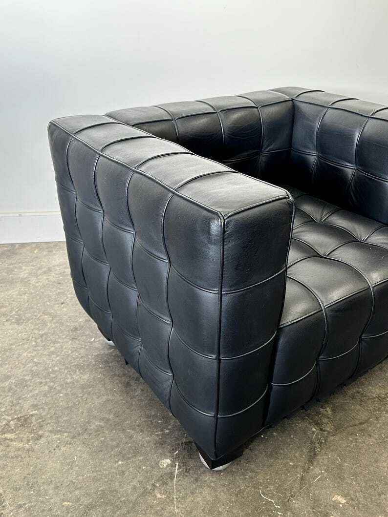 Wittmann Kubus Leren Fauteuil Van Josef Hoffmann, Jaren 1980 photo for sale