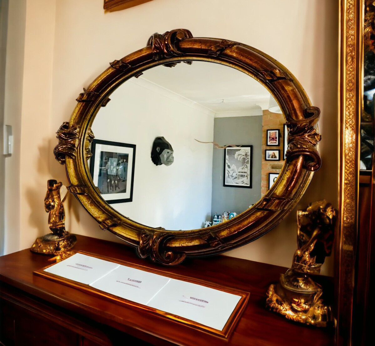 Superb Gorgeous Large Gilt Gold Metallic Mirror 38” X 29”