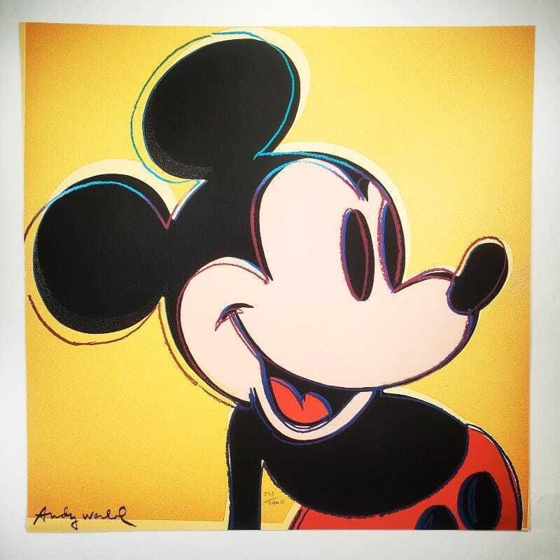 1980s Andy Warhol "Mickey Mouse" Limited Edition Lithograph By Cmoa   Carnegie Museum Of Art   Pittsburgh. Numbered In Pencil.