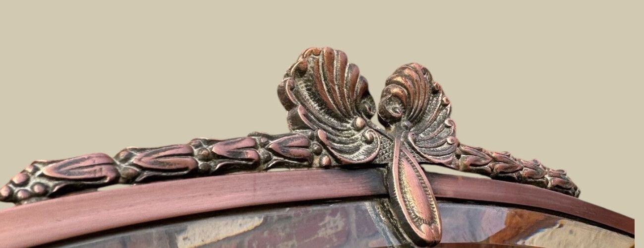 Gorgeous Copper Bevelled Oval Mirror   C1910 Edwardian Art Deco photo for sale