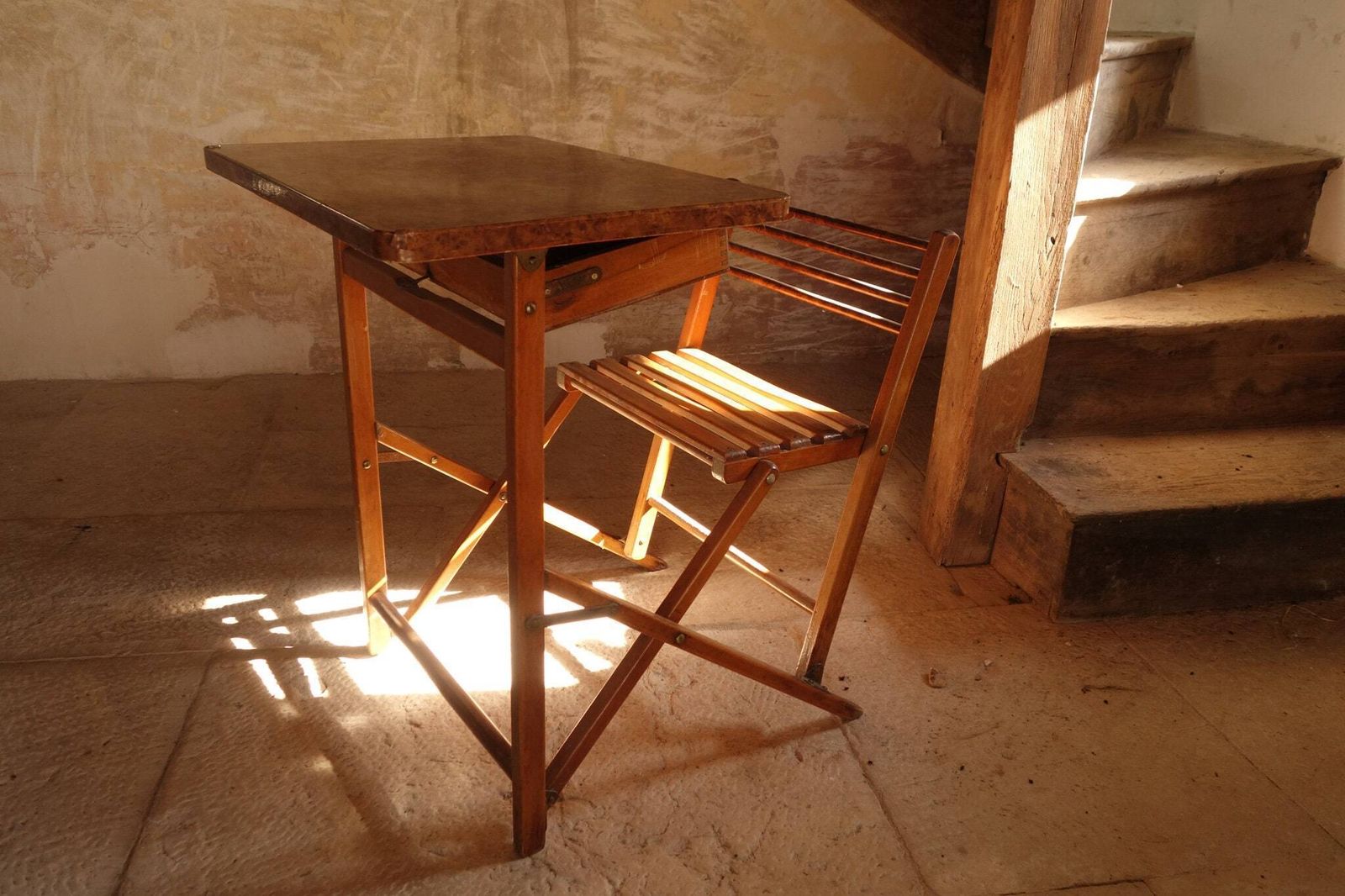 70s Children's School Desk   Vintage Foldable Schoolchild Desk   Children Room Home Decor. photo for sale