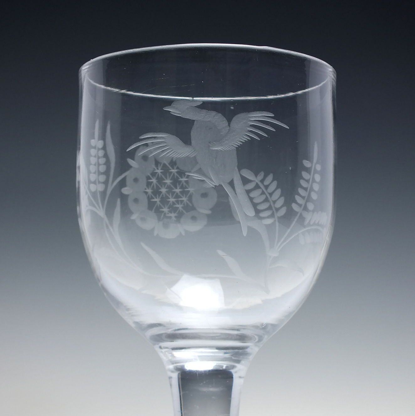18th Century Engraved Plain Stem Wine Glass Goblet C1750 photo Home Decor
