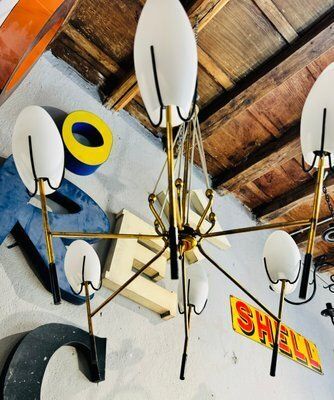 Vintage Chandelier In White Opaline Glass photo furniture