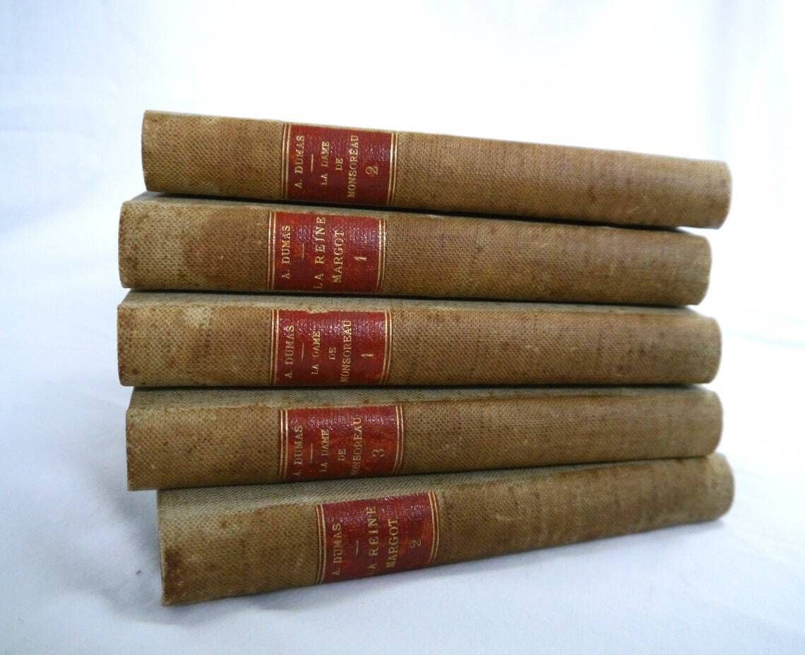 Vintage Set Of 5 French Novels Set Of Alexandre Dumas Books Early 1900's French Novels photo furniture