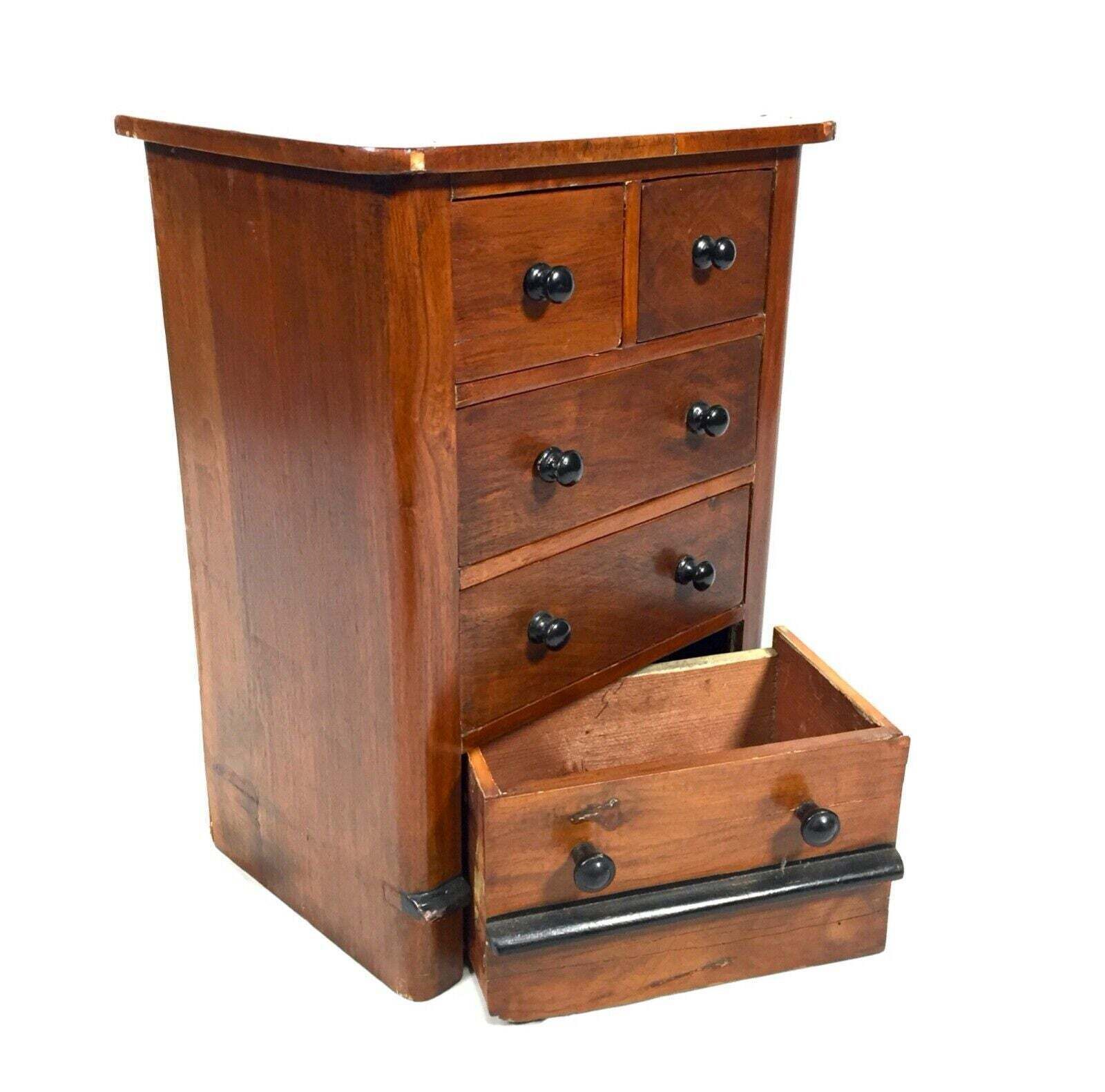 Antique Miniature Tabletop Wooden Chest Of Drawers C.1910 / Apprentice Furniture photo Furniture