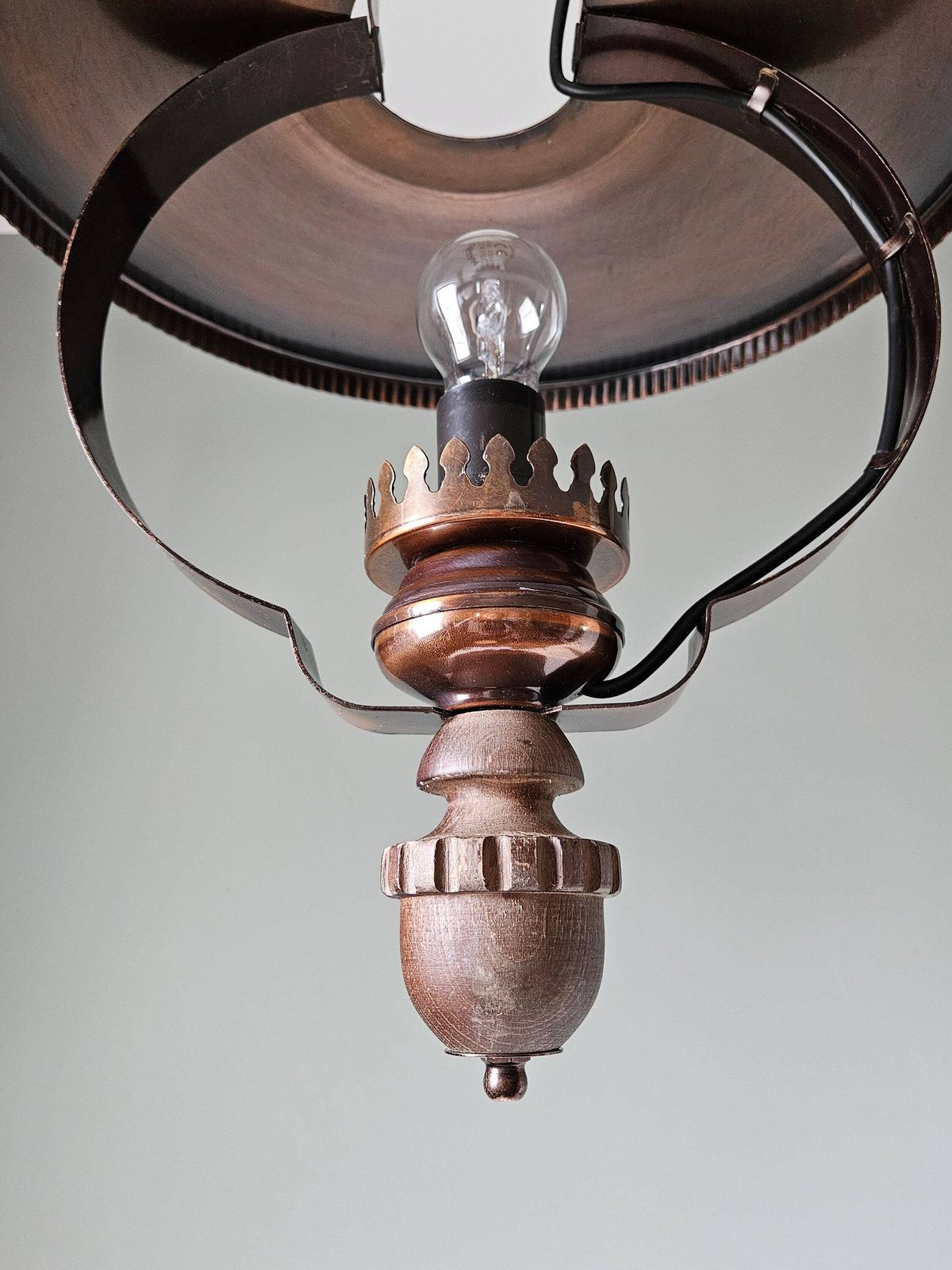 Vintage Copper Chandelier, Mid Century Ceiling Lamp, Pendant Light, Mid Century Modern, 70's Rustic Lamp, Retro Hanging Light, Mcm photo vinterior