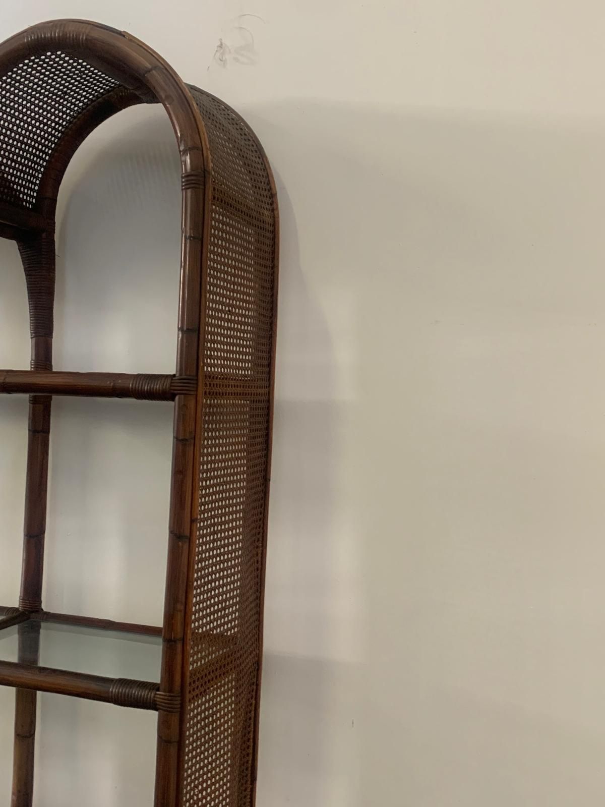Bookcase In Malacca Rattan And Crystal By Vivai Del Sud, 1970s photo Furniture