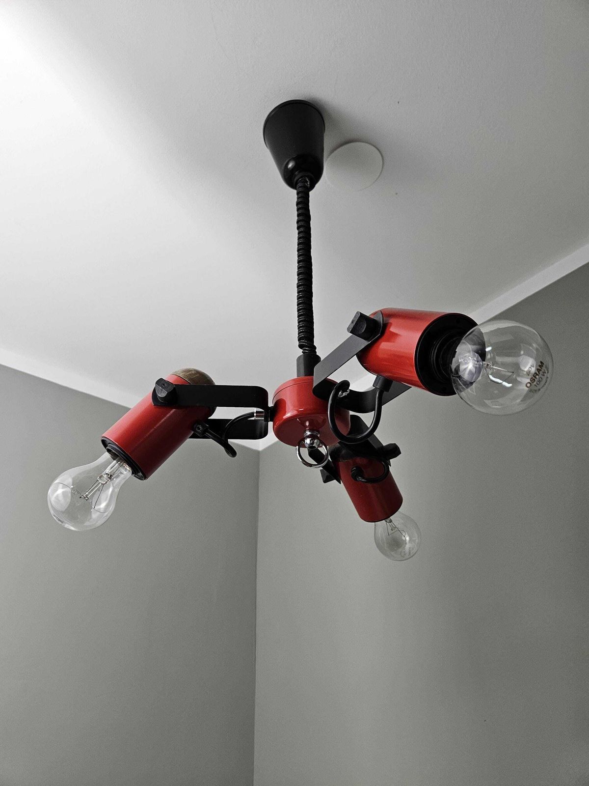 Retro Pendant Light, Adjustable Lamp, Vintage Hanging Light, Red Spot Light, 80s, Ceiling Light, Retro Lamp, Spotlights photo 136.0