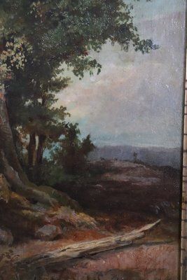 photo furniture Forest Landscape, Oil Painting On Canvas, Late 19th Century, Framed