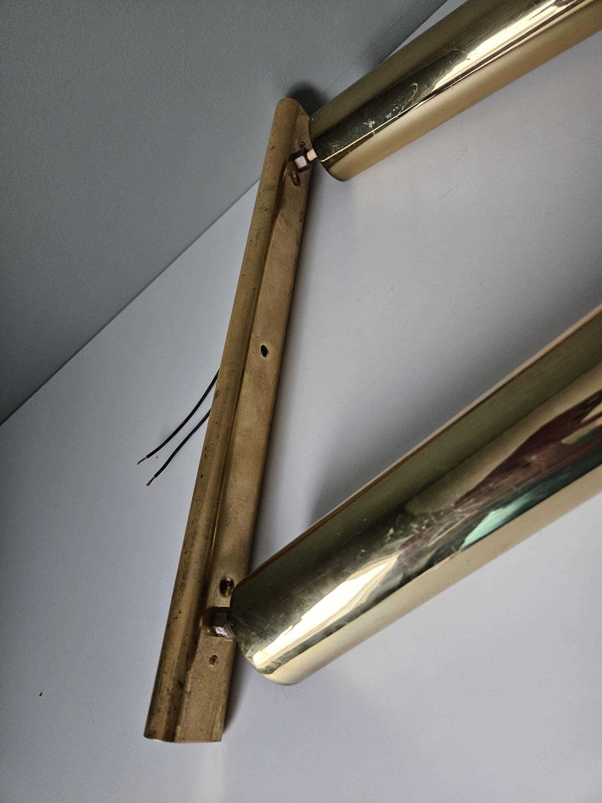Set Of 2 Vintage Gold Pendant Light, Mid Centuryy Modern, Retro Light, Eye Ball Lamps, Eyeball, 70's Yugoslavia, Ceiling Lamp, Hanging Lamp photo vinterior