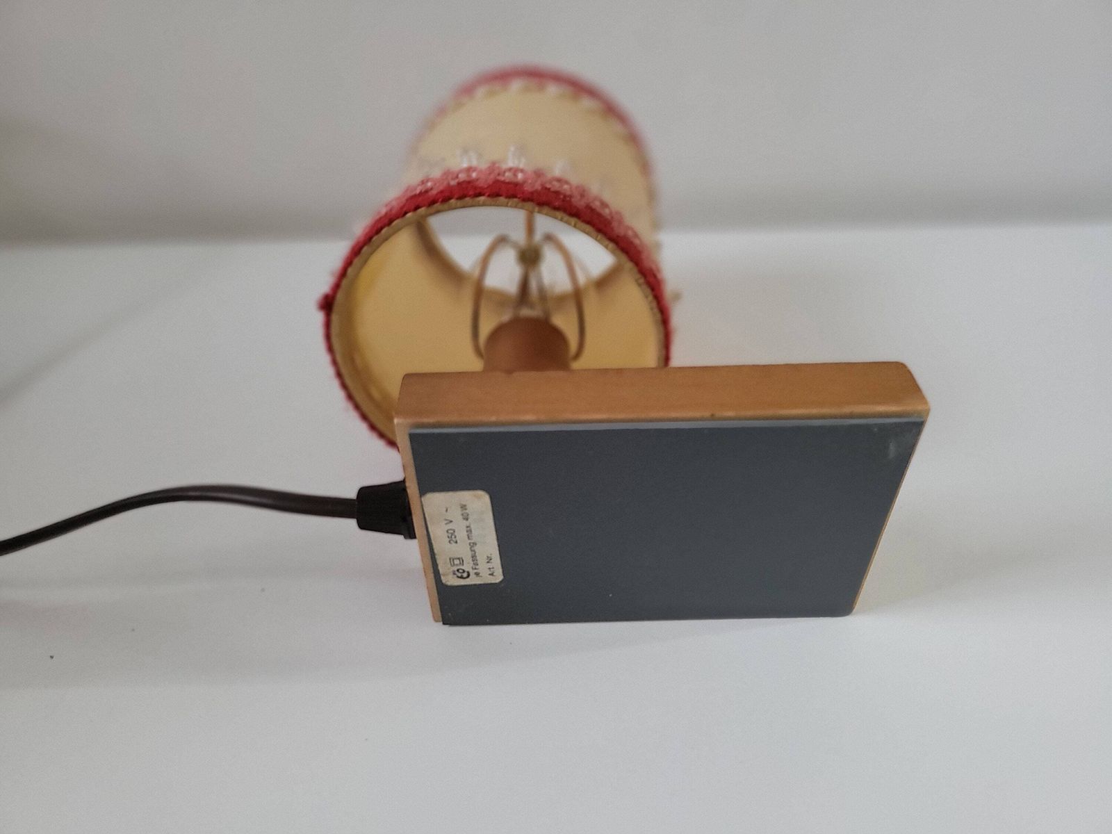 Vintage Bedside Lamp, Vintage Table Lamp, Red Table Lamp, Retro Sconce Lamp, Night Light, Nightstand Lamp, 60's Lamp photo for sale