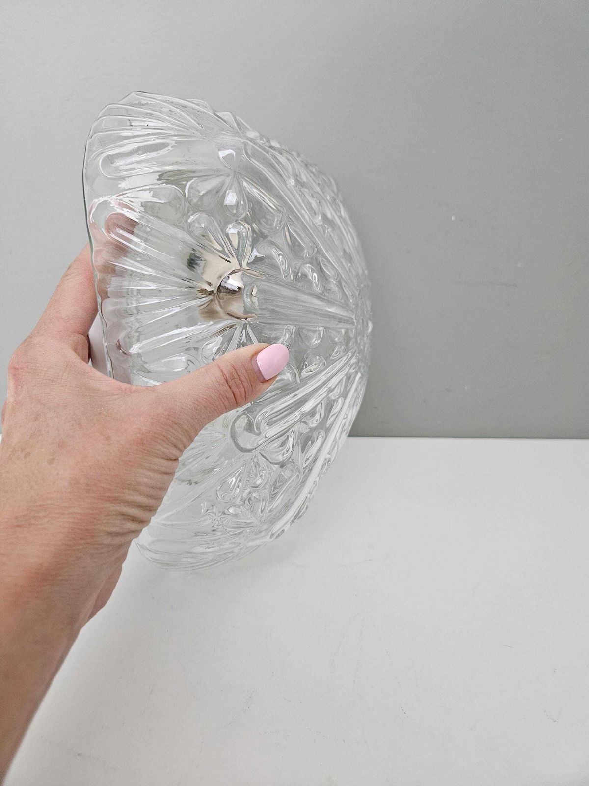 Vintage Glass Flush Mount Ceiling Light, Clear Glass Wall Lamp, Mid Century Modern Plafoniera, Glass Sconce, Vintage Lamp photo 105.0