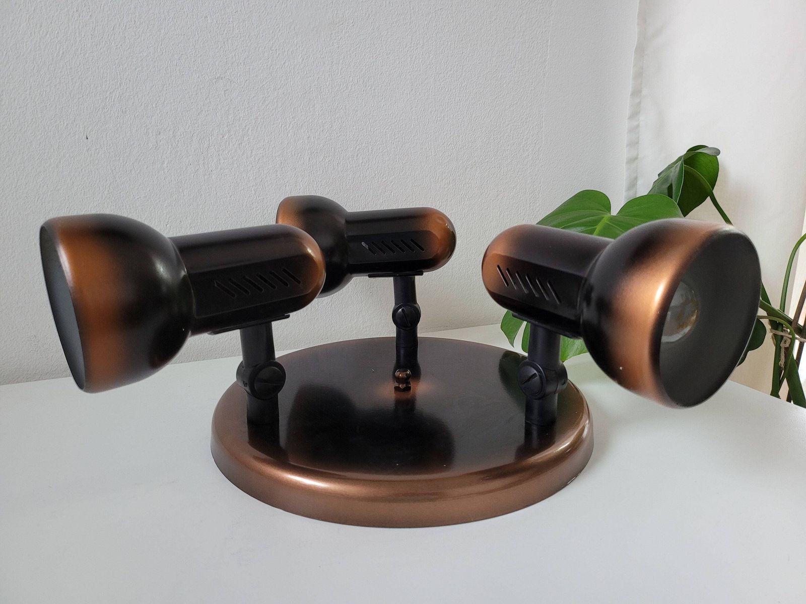 Vintage Flush Mount Ceiling Light, Copper Ceiling Lamp, 80's Lamps, 80s Bronze Lamp, Retro Spotlight, Brown Spot Light, Light Fixture photo furniture