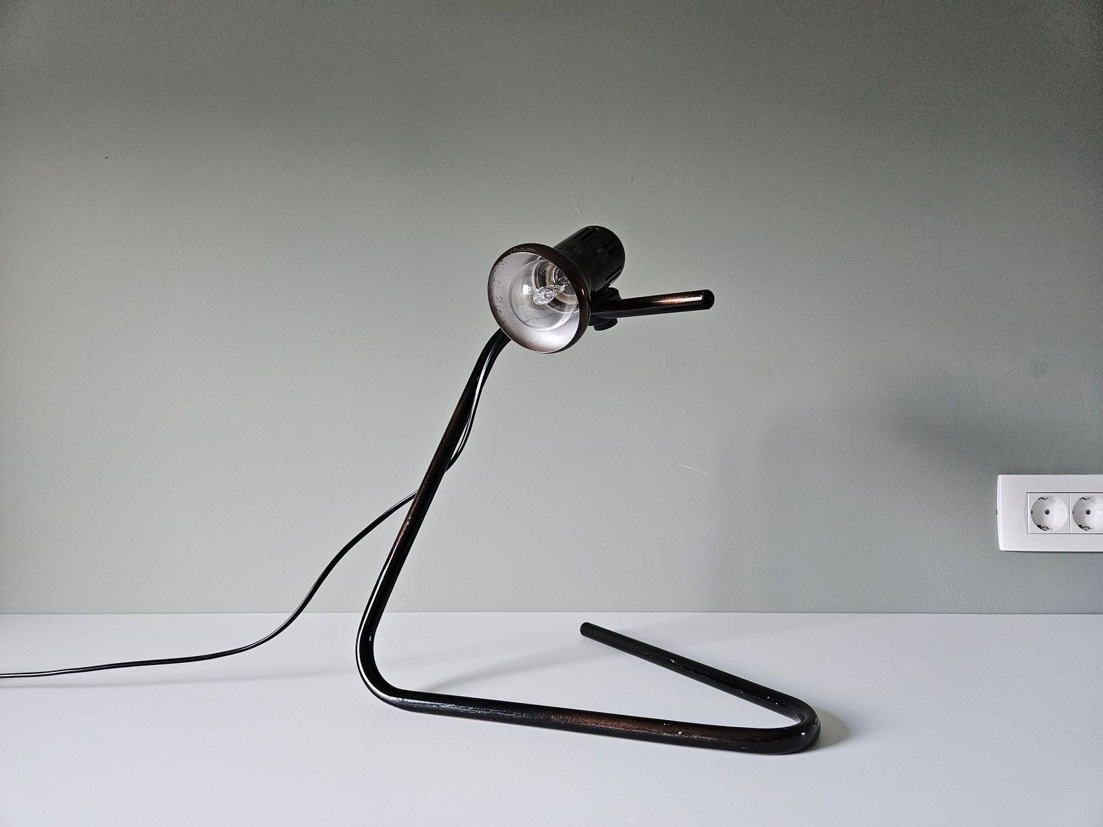 Mid Century Industrial Office Lamp / Metal Desk Lamp / Drawing Lamp / Table Lamp / Vintage Adjustable Lamp / Brown Table Lamp / Copper Lamp photo vintage