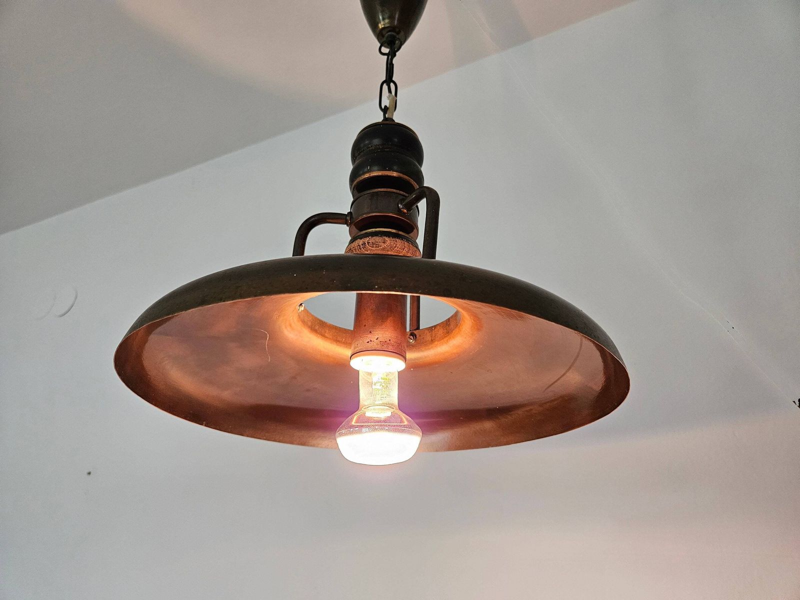 Vintage Ceiling Light / Copper Pendant Lamp / Vintage Chandelier / Mid Century Modern / 70s / Rustic Lamp / Retro Hanging Light / Bronze photo furniture