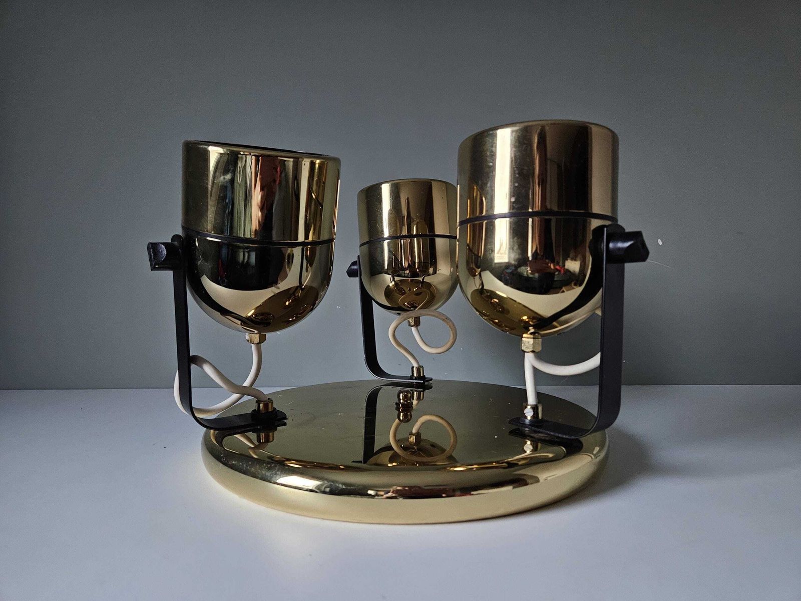 Mid Century Modern / Vintage Chrome Flush Mount Ceiling Lights / Yugoslavia 70's / Golden Light Fixture / Spotlights / Spot Lights photo for sale