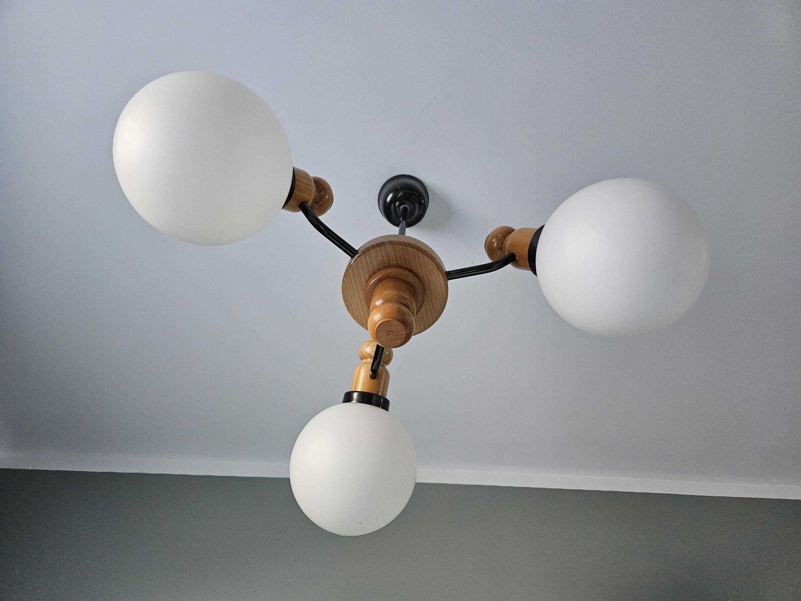 Mid Century Sputnik Chandelier / Pendant Molecule Lamp / Glass Globe Atomic Ceiling Lamp / Space Age Light / Vintage Hanging Light Fixture photo for sale