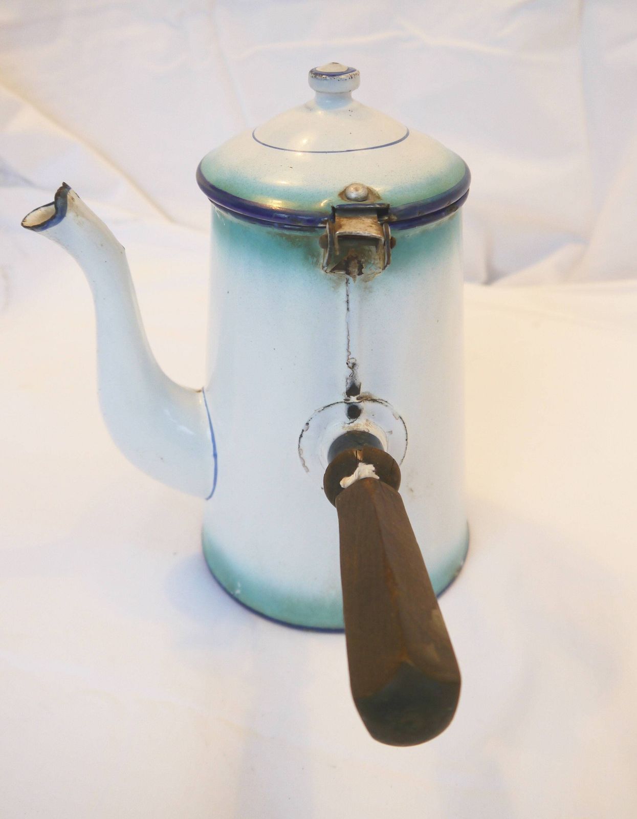 Enamel Floral Coffee Pot, French Vintage Flower Motif Coffee Pot, Enamelled Antique Cafetiere photo buy