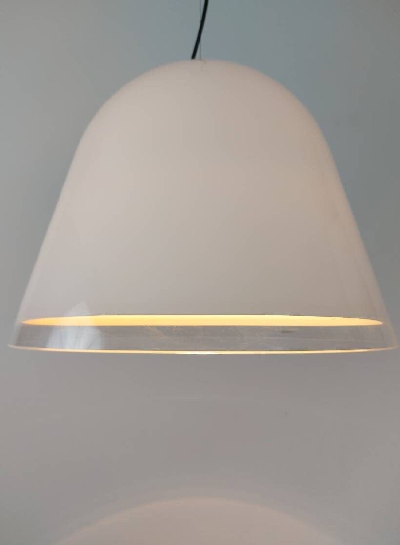 Vintage Xl 18" Guzzini Pendant Light, Kuala By Franco Bresciani For Iguzzini, Space Age Lamp, Meblo For Guzzini, White Mushroom Ceiling Lamp photo Lighting