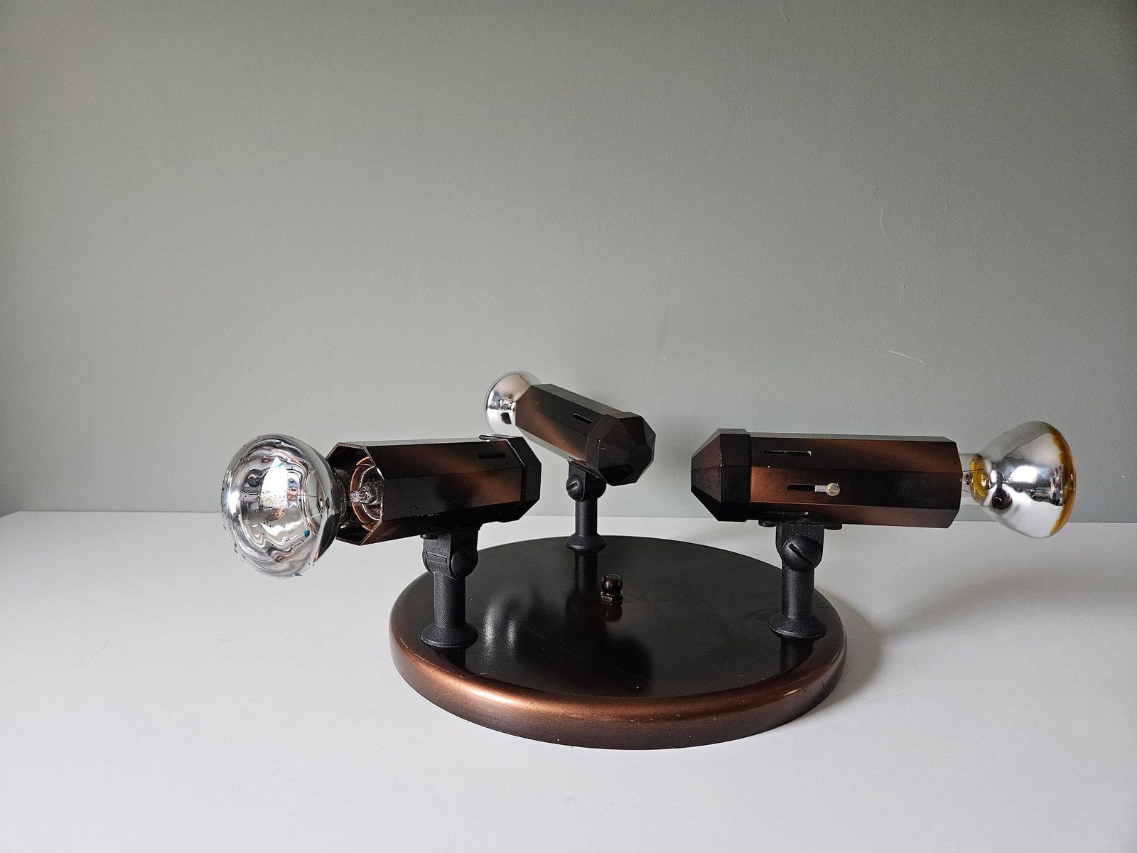 Vintage Lamp, Flush Mount Ceiling Light, Copper Lamp, 80's Lamps, Bronze Lamp, Retro Spotlight, Spot Light, Brown Lamp, Retro Light Fixture photo Lighting