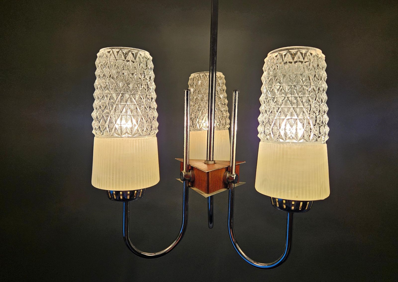 Vintage Chandelier, White Crystal Pendant Light From 60's, Mid Century Modern Ceiling Lamp, Yugoslavia, Vintage Light, Mcm, Preloved Lamp photo furniture