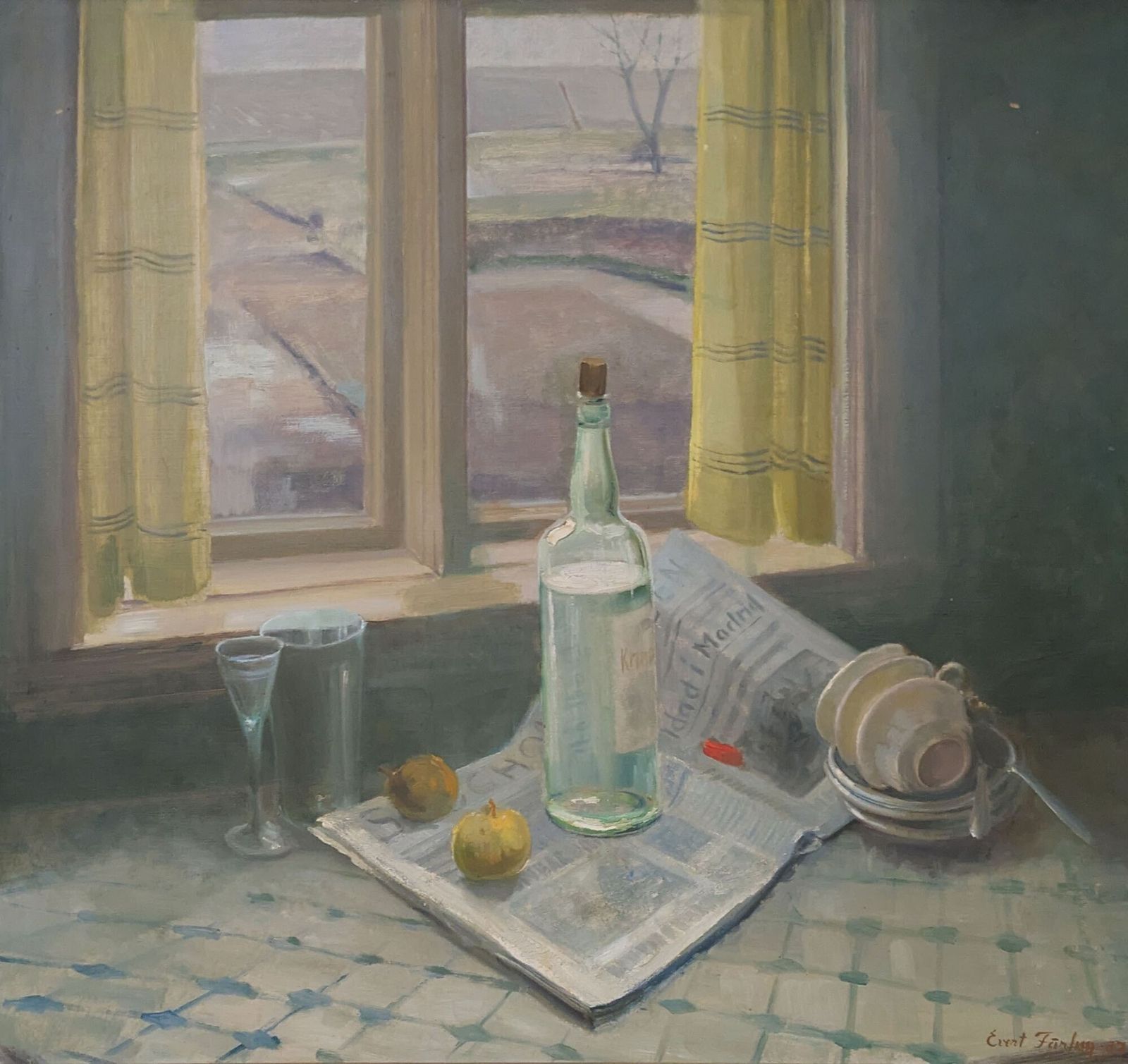 20th Century Swedish School 'Still Life By A Window' photo furniture