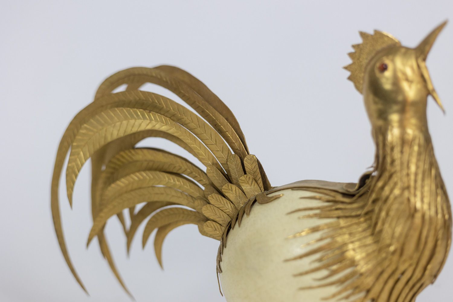 Rooster In Ostrich Egg And Golden Brass, 1970s photo 380.0