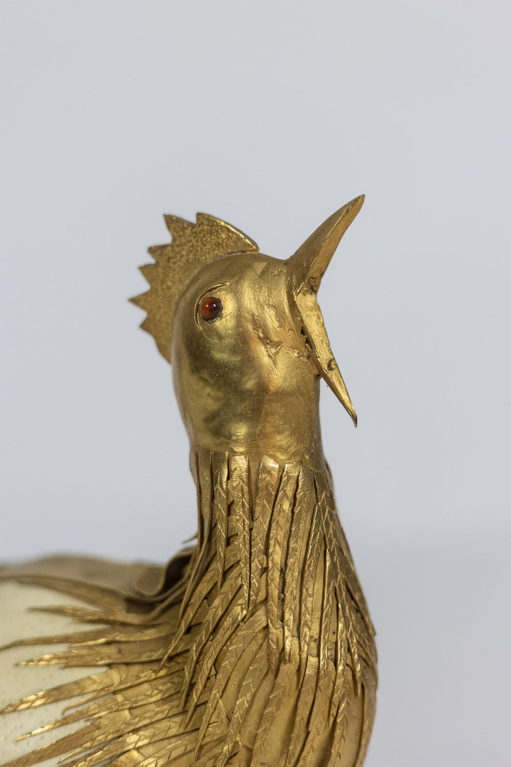 Rooster In Ostrich Egg And Golden Brass, 1970s photo buy