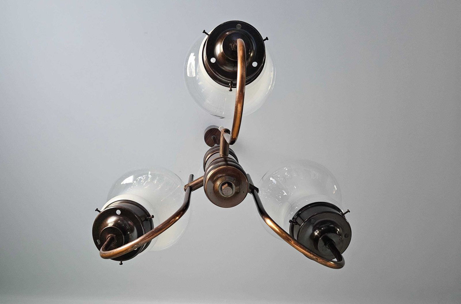 Vintage Chandelier / Copper Glass Light Fixture / Mazzega Pendant Light / Murano Glass Chandelier / Mid Century Modern Lamp / Yugoslavia 70s photo buy