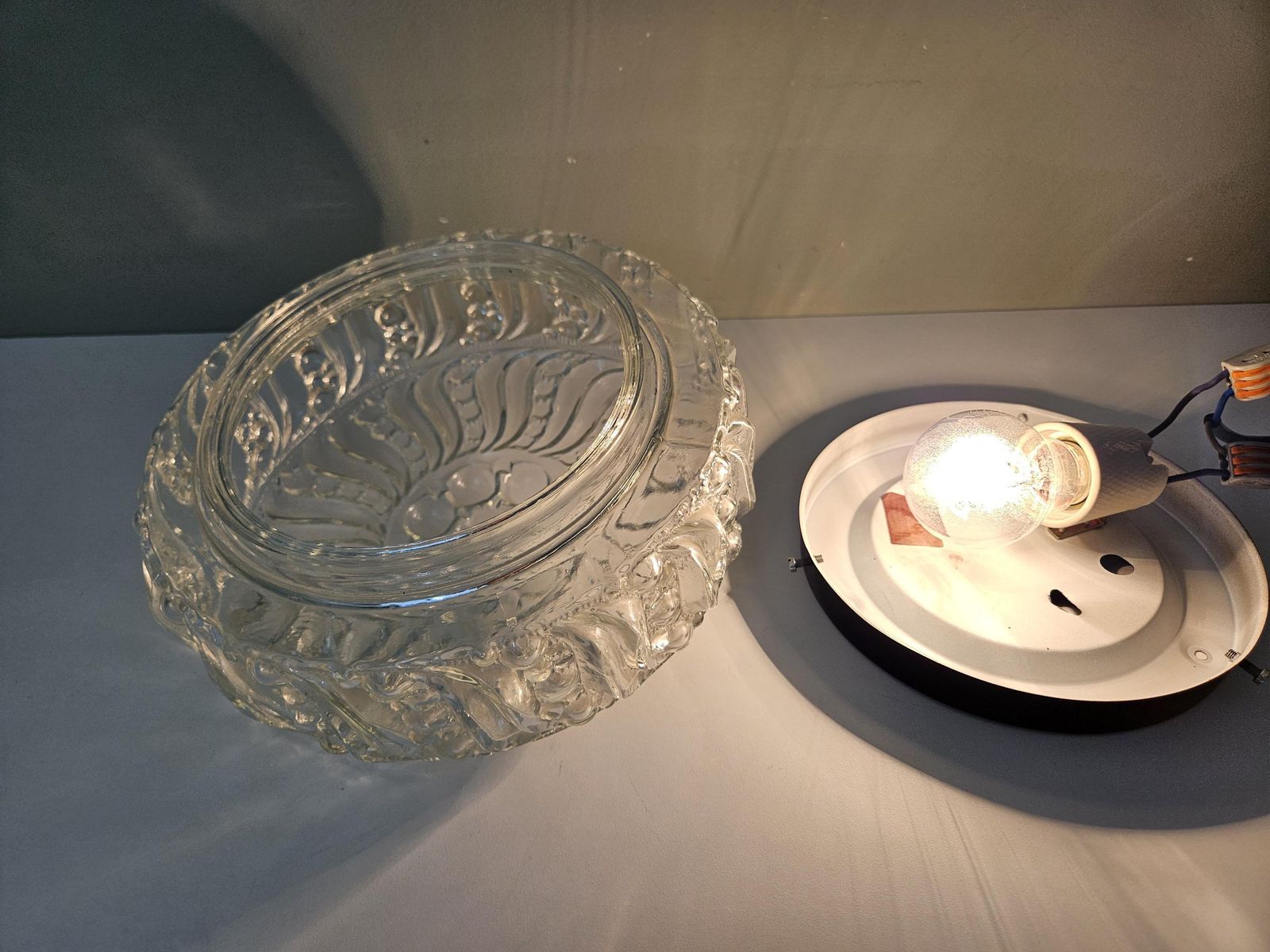 Vintage Bubble Glass Flush Mount Ceiling Light / Clear Glass Wall Lamp / Mid Century Plafoniera / Glass Sconce / Limburg Helena Tynell Style photo vinterior