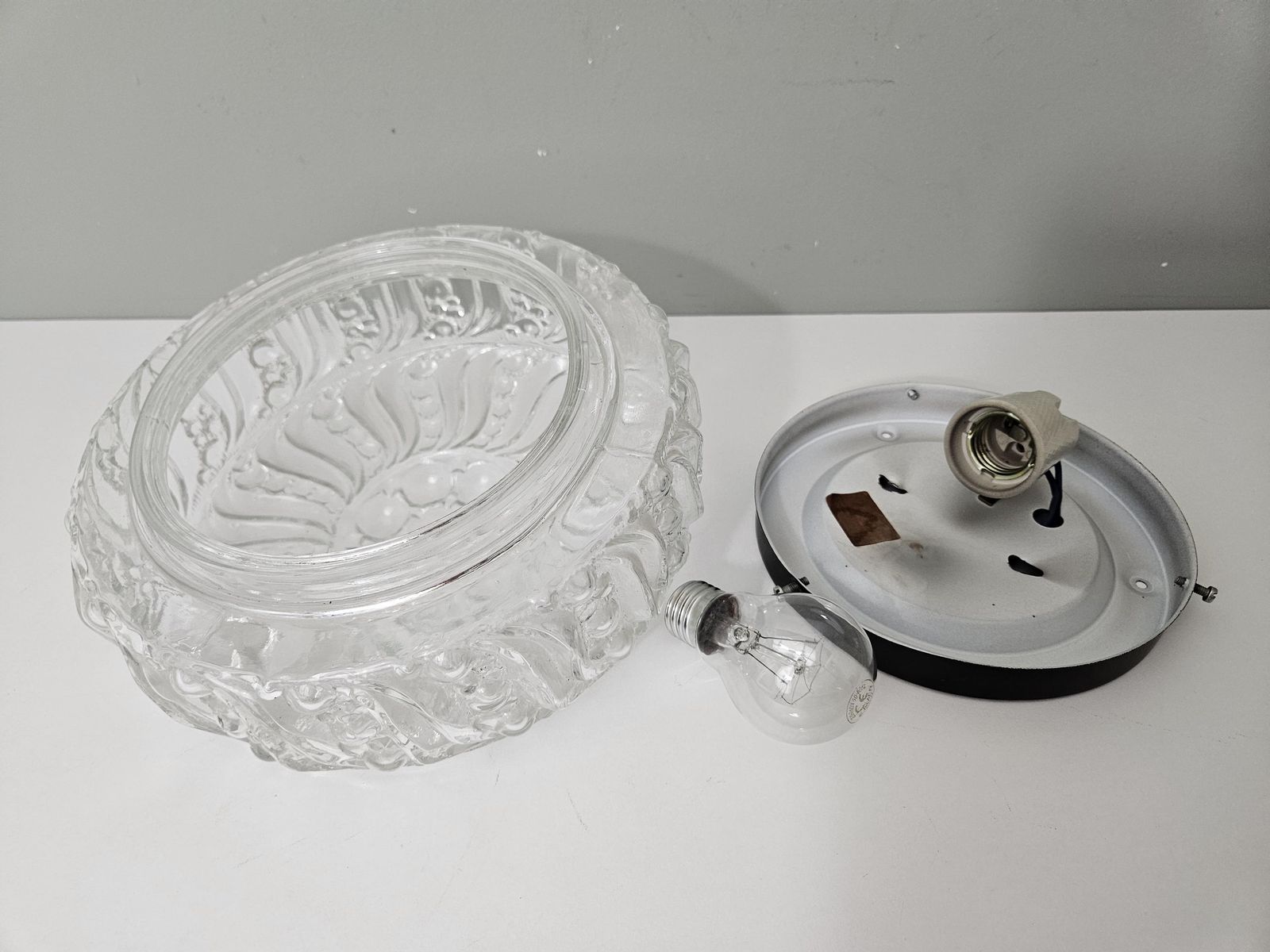 Vintage Bubble Glass Flush Mount Ceiling Light / Clear Glass Wall Lamp / Mid Century Plafoniera / Glass Sconce / Limburg Helena Tynell Style photo buy