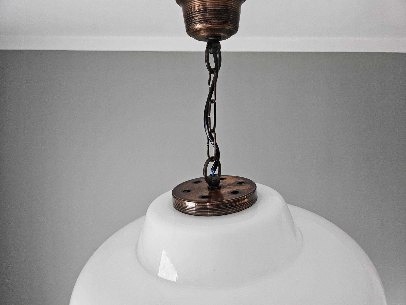 Vintage Pendant Light, Mid Century Light Fixture, Opaline Glass Chandelier, Kitchen Light, Ceiling Lamp, Mcm, 70's Yugoslavia photo Lighting