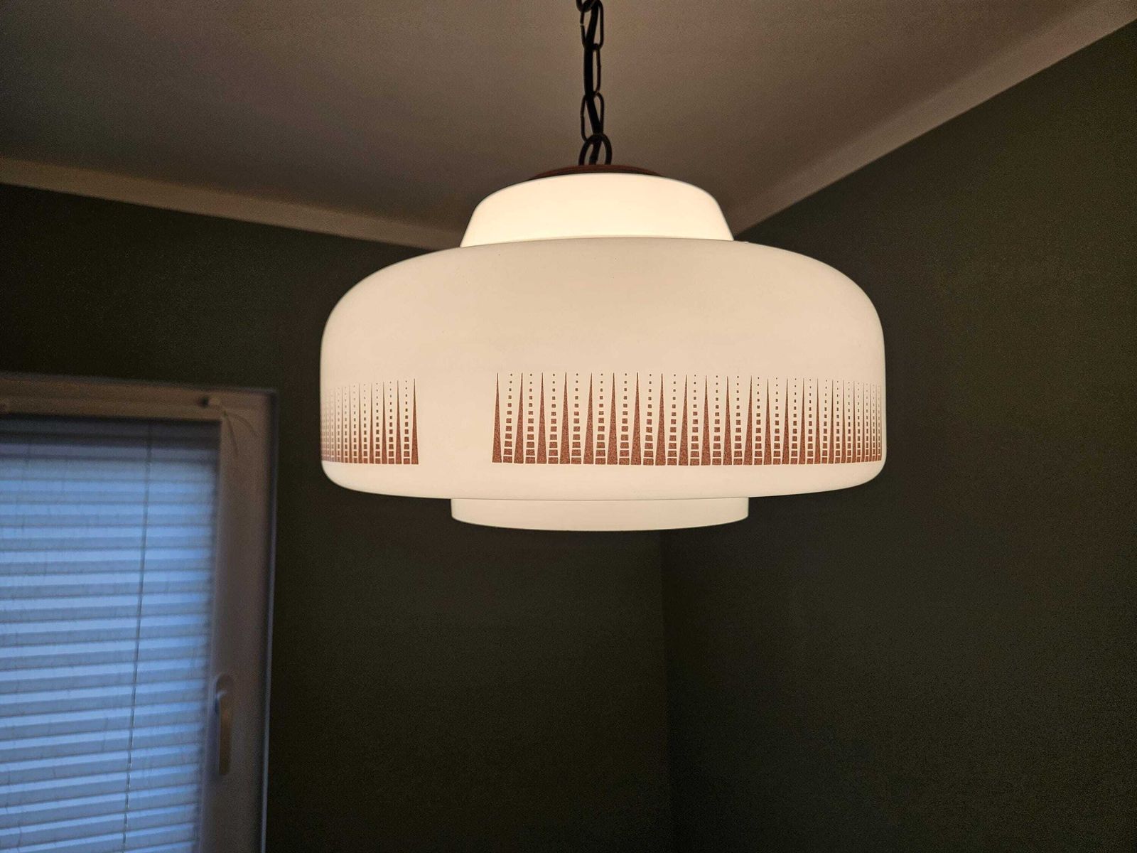 Vintage Pendant Light, Mid Century Light Fixture, Opaline Glass Chandelier, Kitchen Light, Ceiling Lamp, Mcm, 70's Yugoslavia photo buy
