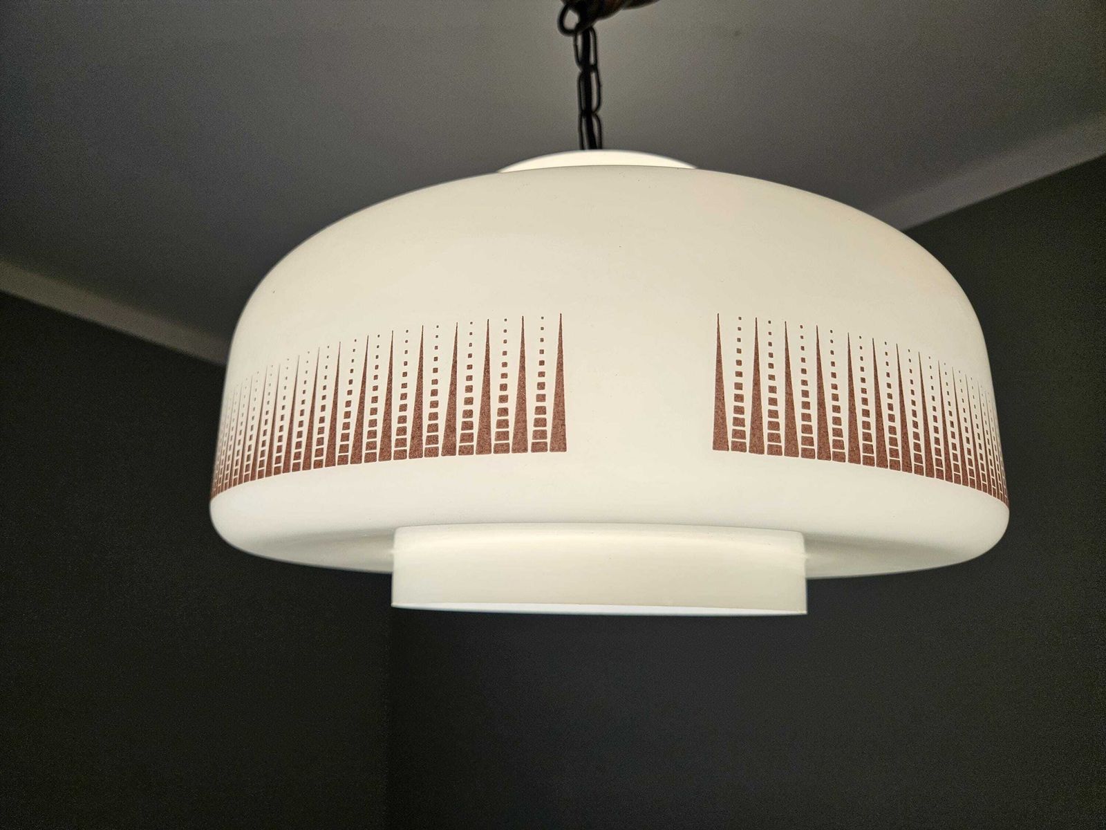 photo furniture Vintage Pendant Light, Mid Century Light Fixture, Opaline Glass Chandelier, Kitchen Light, Ceiling Lamp, Mcm, 70's Yugoslavia