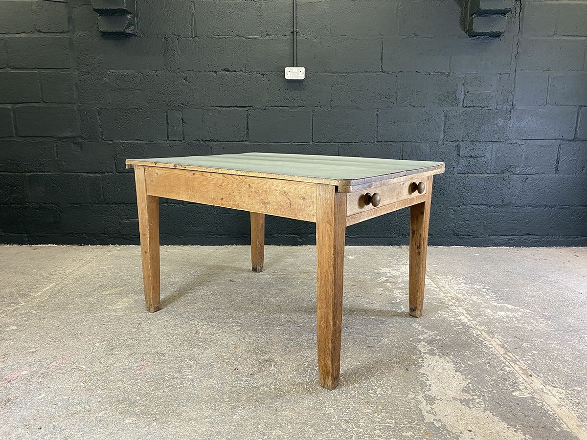 Antique Pine Farmhouse Table With Formica Top photo furniture
